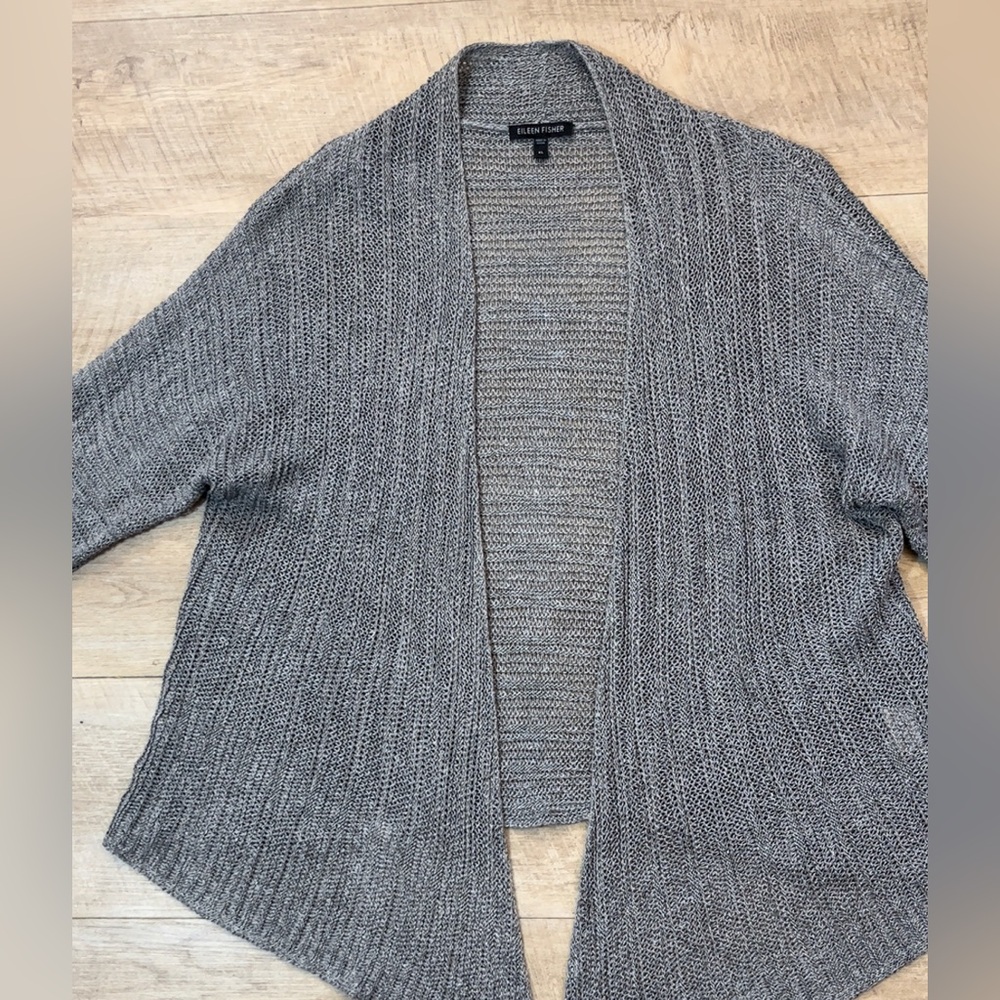 Eileen Fisher Women’s Linen/Silk Open Knit Open Front Cardigan Sweater Size XL - Picture 2 of 6